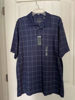 Arrow Navy Windowpane Polo Shirt
